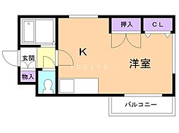 プレサント南2西19 1DKの間取図画像