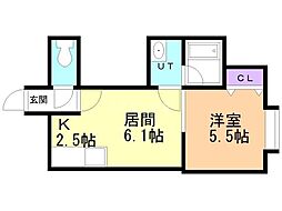 サンテミリオン 1LDKの間取図画像