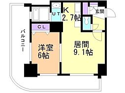 ティアラタワー中島倶楽部 1LDKの間取図画像