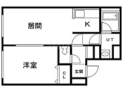 ヴィラ・フローラ 1LDKの間取図画像