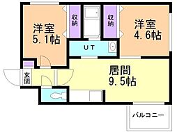 プロヴィデンス北円山 2LDKの間取図画像
