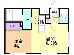 シティレジデンス北6条 1DKの間取図画像
