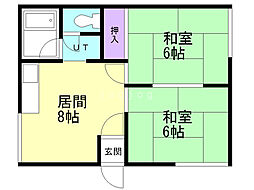 シティハイム18 2DKの間取図画像