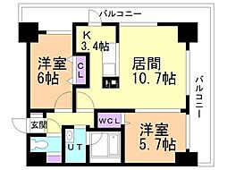第10旭レジデンス 2LDKの間取図画像