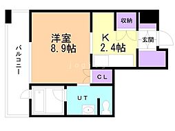 ラフィネタワー札幌南3条 1Kの間取図画像
