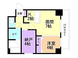 S-RESIDENCE円山表参道 1SLDKの間取図画像