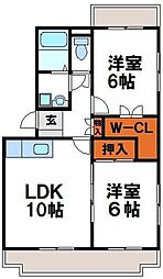 けやきハウスB 2階2LDKの間取り