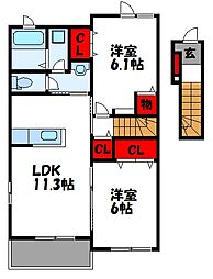 FlagShip福津A 2LDKの間取図画像