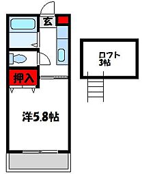 パロッセ綾 1Kの間取図画像