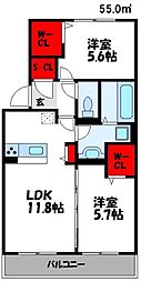 D-roomラパン 2LDKの間取図画像