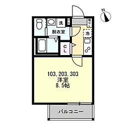 ベイルームソラーナ生麦 1階1Kの間取り