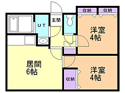 ハイツ望 2DKの間取図画像