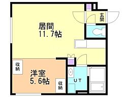 PROUD厚別中央 1LDKの間取図画像