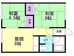 シティハイム栄通 2LDKの間取図画像