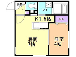 ラフィーネ厚別南 1LDKの間取図画像