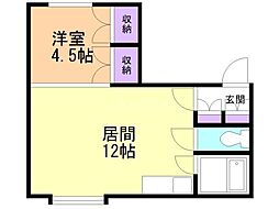 コテージ南郷通 1LDKの間取図画像