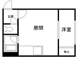 レスペデザ菊水 1DKの間取図画像