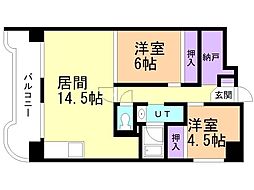 ビレッジハウス桜台タワー4号棟 2LDKの間取図画像
