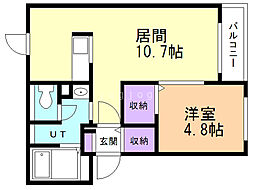 リュミエール 1LDKの間取図画像