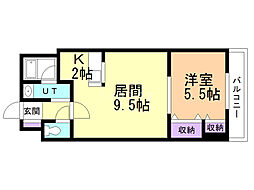 パークヒルズ白石 1LDKの間取図画像