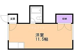 上栄ハイツ ワンルームの間取図画像