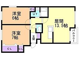 マジェスティー 2LDKの間取図画像