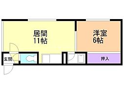キャッスル肇 1LDKの間取図画像