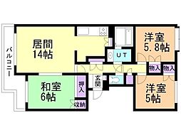 南郷パーク・マンション 3LDKの間取図画像
