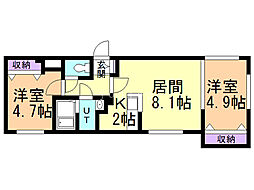 ステラ本郷1 2LDKの間取図画像