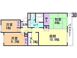 東急ドエル新さっぽろビレジ 3LDKの間取図画像