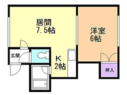 ソレイユ北郷 1LDKの間取図画像