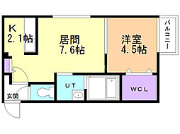 ウインドヒルズ 1LDKの間取図画像