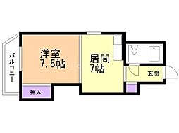 ステーションスクエア菊水 1DKの間取図画像