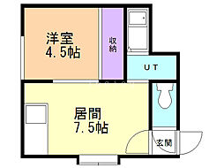 コーポリステル 1LDKの間取図画像
