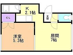 トマトハイツ 1LDKの間取図画像