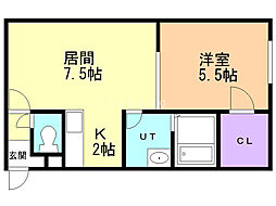 ステージノア東札幌 1LDKの間取図画像