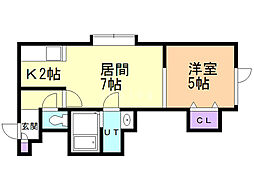 グッドライト白石 1LDKの間取図画像