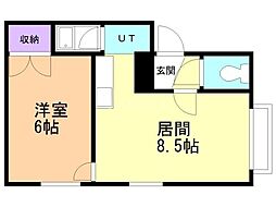 ローズヴィラ菊水 1LDKの間取図画像