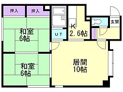 パスウェイ677D-1 2LDKの間取図画像