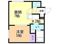 札幌市営東西線 南郷13丁目駅 徒歩5分の賃貸マンション 3階1LDKの間取り