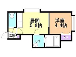 ノースキューブ 1DKの間取図画像