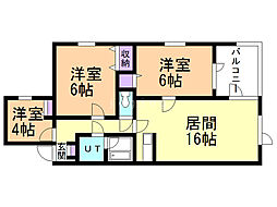ブラウンウッド1 3LDKの間取図画像