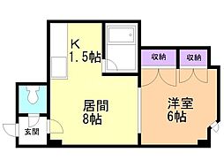 ニュープログレスビル 1LDKの間取図画像