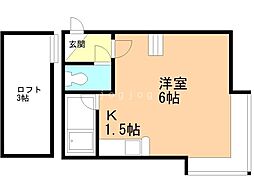 ベルビーコートひばりケ丘 1Kの間取図画像