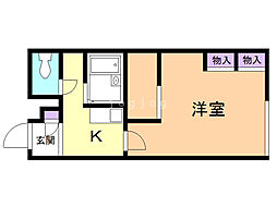 レオパレスブラン 1Kの間取図画像