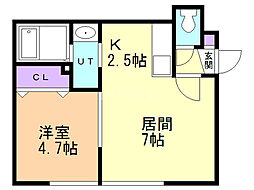 ルミエール本郷通8 1LDKの間取図画像