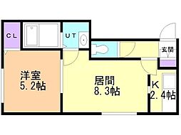 ル・ヌアージュ 4階1LDKの間取り