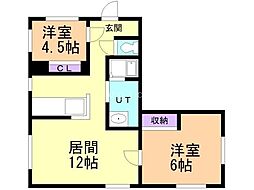 はるなMS2 2LDKの間取図画像