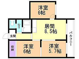 イチムラビル 3DKの間取図画像