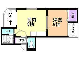 A-ZONE札幌 1LDKの間取図画像